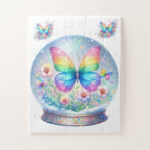 Puzzle-Arco-íris Borboleta e Flor Glitter