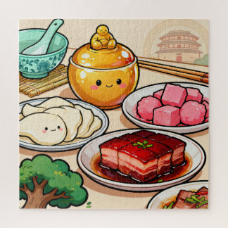 Quebra-cabeça Puzzle Clássico de Dim Sum e Pratos Chineses