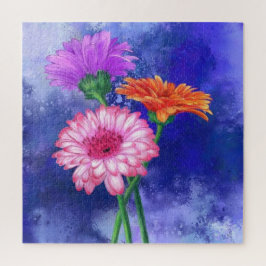 Quebra-cabeça Puzzle de Gerberas de Três Cores - Bonito