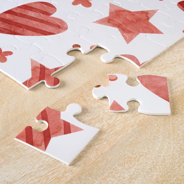 Quebra-cabeça Puzzle de Natal com Corações e Estrelas (Lateral)