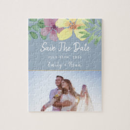 Quebra-cabeça Puzzle de Noivado Floral Salve a Data