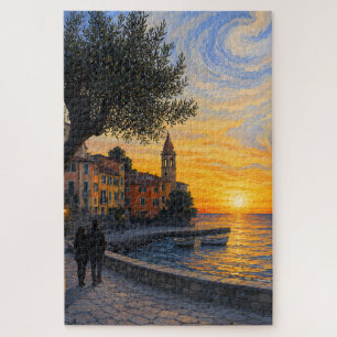 Quebra-cabeça Puzzle de pôr do sol italiano em estilo pós-impres