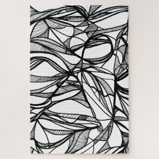 Quebra-cabeça PUZZLE desenhado à mão para colorir, preto e branc