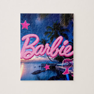 Quebra-cabeça Puzzle Estético Glam Tropical do Pôr do Sol Neon R