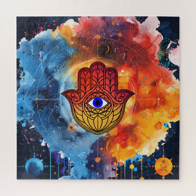 Quebra-Cabeça (Puzzle) Mão de Fátima Cósmica (Vertical)