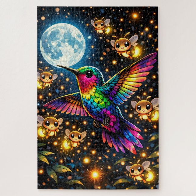 Quebra-Cabeça (Puzzle) Meia-noite com Beija-Flores (Vertical)