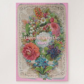 Quebra-cabeça PUZZLE Personalizado Floral Vintage Dia das Mães