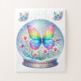Quebra-cabeça Puzzle-Rainbow Glitter Butterfly & Flower 