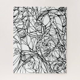 Quebra-cabeça PUZZLE único arte de linha desenhada à mão, colori