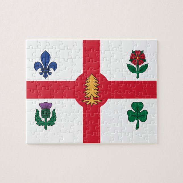 Quebra-cabeça Puzzle with Flag of Montreal, Canada (Horizontal)