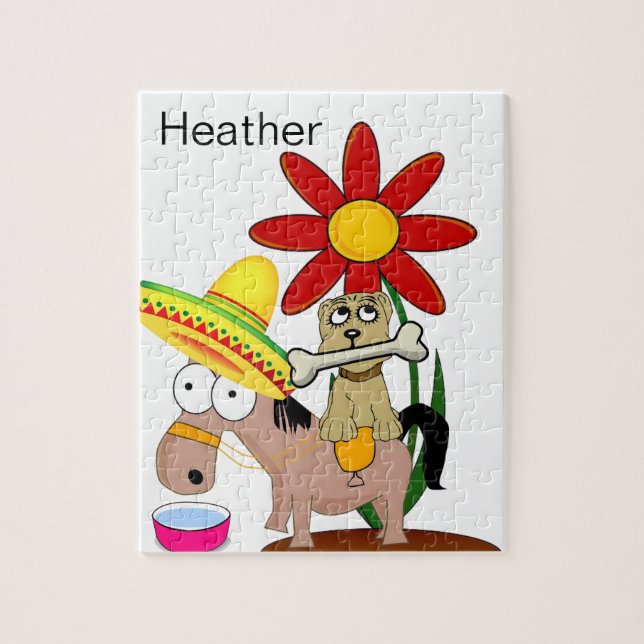 Quebra-cabeça Puzzles Burro Mexicano Cachorro Floral (Vertical)