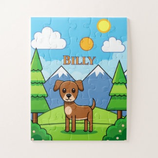 Quebra-cabeça PUZZLES: CRIANÇAS Cachorro Fofo & Montanhas Crianç