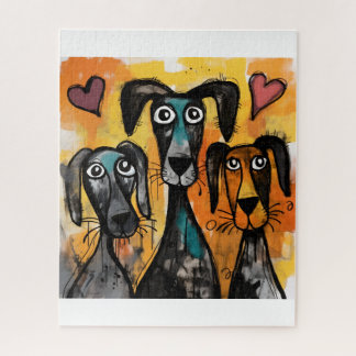 Quebra-cabeça Puzzles Dog Red Hearts Happy Valentine's Day