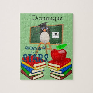 Quebra-cabeça Puzzles Escola de Pinguim Branco e Preto Aluno