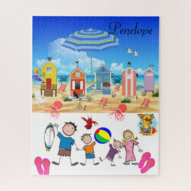 Quebra-cabeça Puzzles Família Diversão na Praia Polvo (Vertical)
