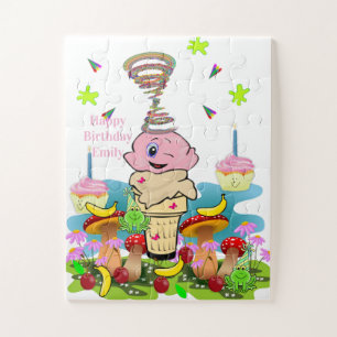 Quebra-cabeça Puzzles, Feliz Aniversário Cupcake Rosa