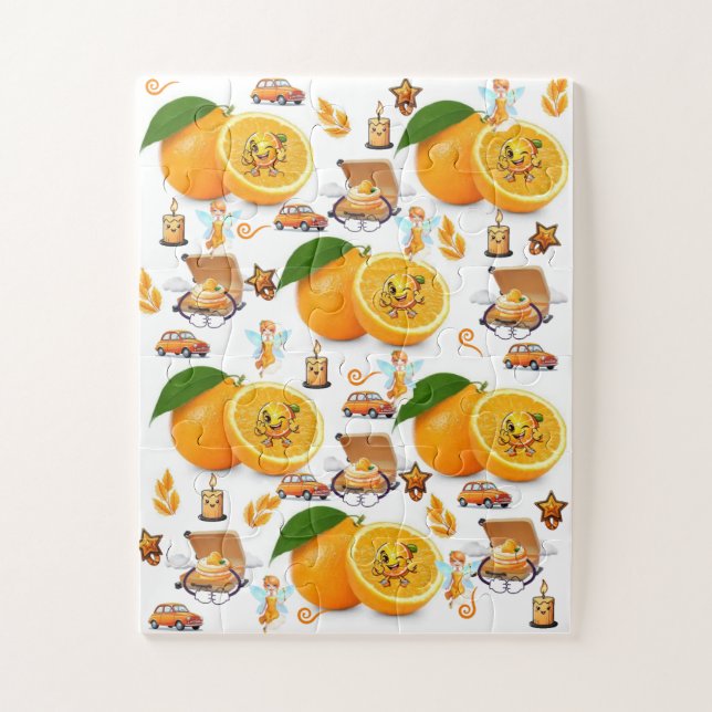 Quebra-cabeça Puzzles, Feliz Aniversário Laranjas Bolo Fada Carr (Vertical)