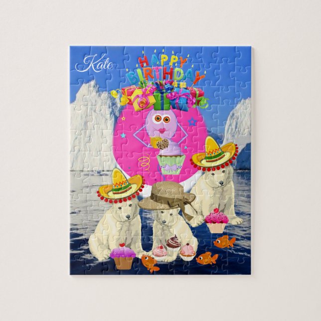 Quebra-cabeça Puzzles Feliz Aniversário Polar Pêra Bolo (Vertical)