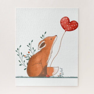 Quebra-cabeça Puzzles Foxy Red Hearts Happy Valentine's Day