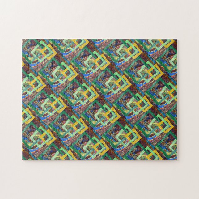 Quebra-cabeça Quadrados Entrelaçados Abstrato (Horizontal)