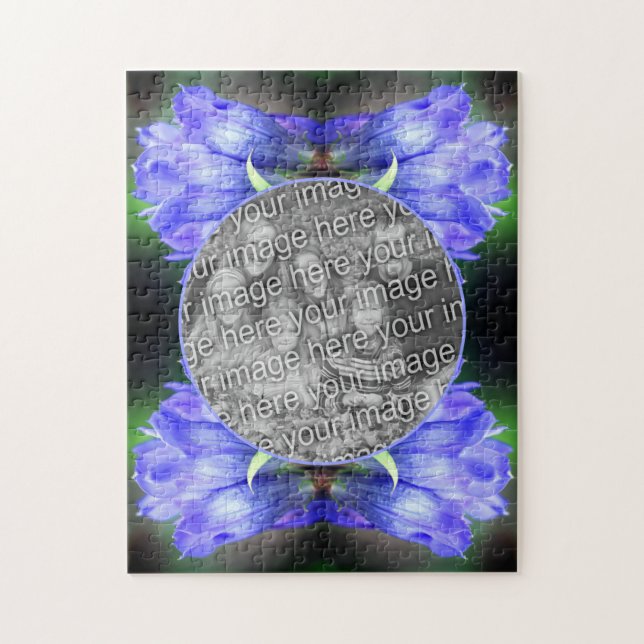 Quebra-cabeça Quadro de Flor Gentiano Azul Adicionar Sua Própria (Vertical)