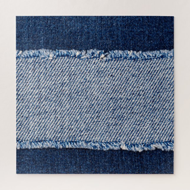 Quebra-cabeça Quadro de jeans azuis com borda denim. (Vertical)
