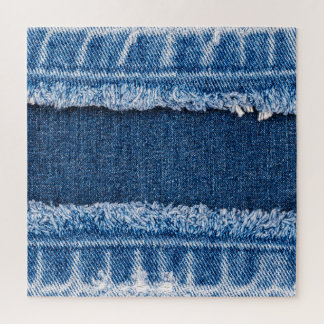 Quebra-cabeça Quadro de Tecido Denim Com Dois Tons Branqueados
