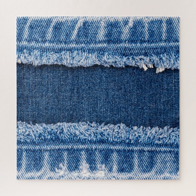 Quebra-cabeça Quadro de Tecido Denim Com Dois Tons Branqueados (Vertical)