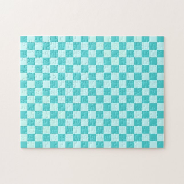 Quebra-cabeça Quadro de Verificação Clássico de Combinação Azul  (Horizontal)