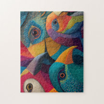 Quatro aves exóticas, coloridas e padronizadas