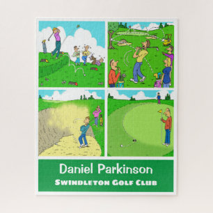 Quebra-cabeça Quatro Cartoons de Golfista Engraçados Quebra-cab