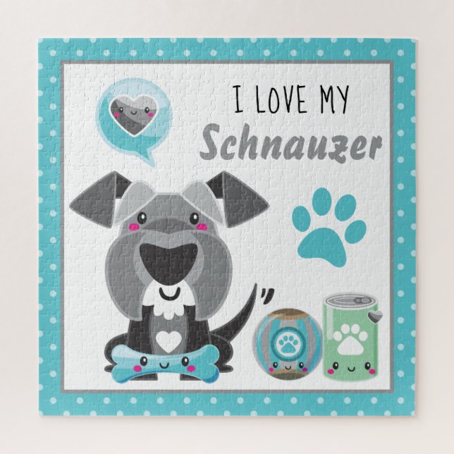 Quebra-cabeça Que bom que amo meu animal de estimação Schnauzer  (Vertical)