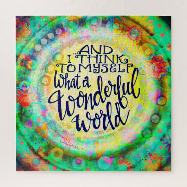 Quebra-cabeça Que maravilhoso mundo Bonito da Trendência Floral (Vertical)