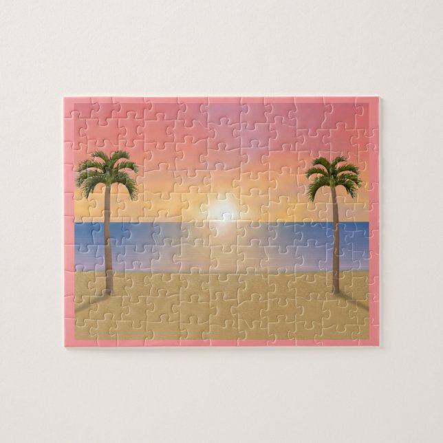 Quebra-cabeça Quebra-cabeça: Cena Sunset / Sunrise na Praia (Horizontal)