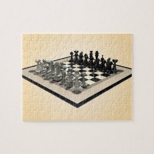 Quebra-cabeça Quebra-cabeça: Chessboard e peças de xadrez