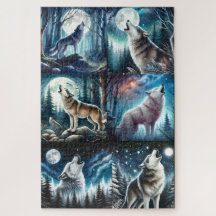 QUEBRA-CABEÇA: Colagem de 6 painéis do Lobo Uivand