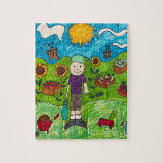 Quebra-cabeça Quebra-cabeça: Colheita Na Fazenda Com Rapaz Farme