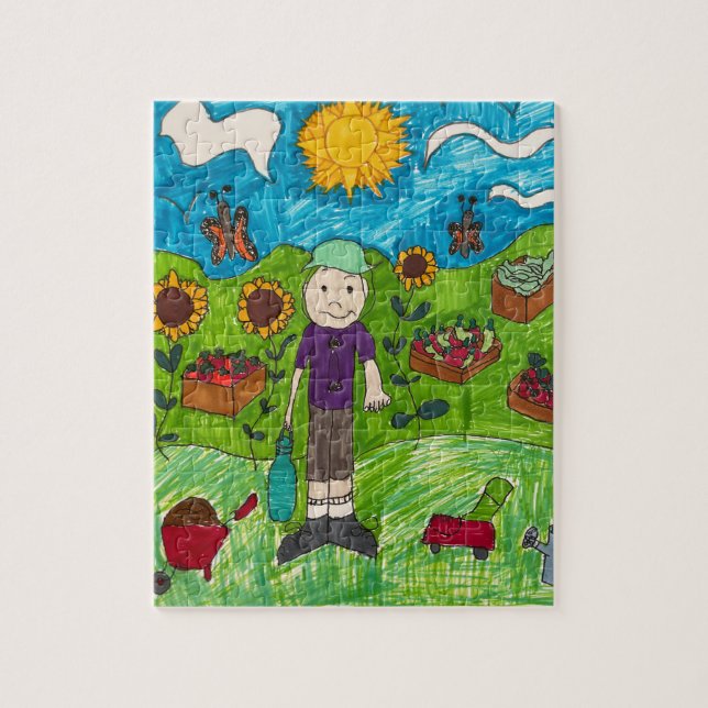 Quebra-cabeça Quebra-cabeça: Colheita Na Fazenda Com Rapaz Farme (Vertical)