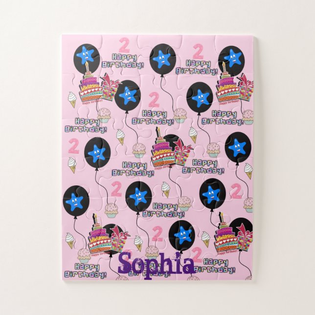 Quebra-cabeça Quebra-cabeça, Feliz Aniversário, #segundo Rosa (Vertical)