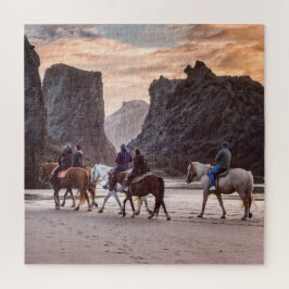 Quebra-cabeça Quebra-cabeça: Horseback Andando Em Bandon Beach