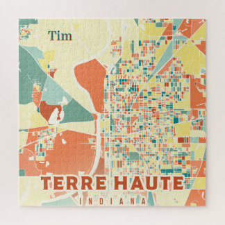 Quebra-cabeça QUEBRA-CABEÇA: Mapa de Terre Haute Indiana Colorid