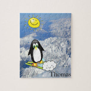 Quebra-cabeça Quebra-cabeça, Nuvens de Esqui de Pinguins Branco