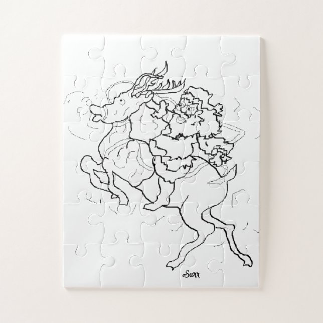 Quebra-cabeça Quebra-cabeça: Papai Noel & Rudolph (Vertical)