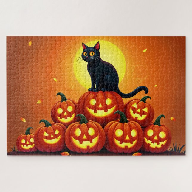 Quebra-cabeça Queda festiva Arte do Halloween Amigo negro do fel (Horizontal)