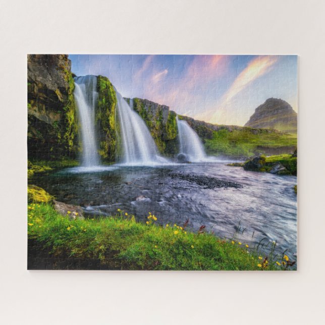 Quebra-cabeça Quedas | Kirkjufellsfoss, Islândia (Horizontal)
