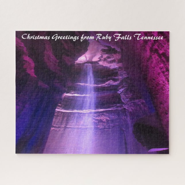 Quebra-cabeça Quedas Ruby Tennessee. Saudações de Natal (Horizontal)