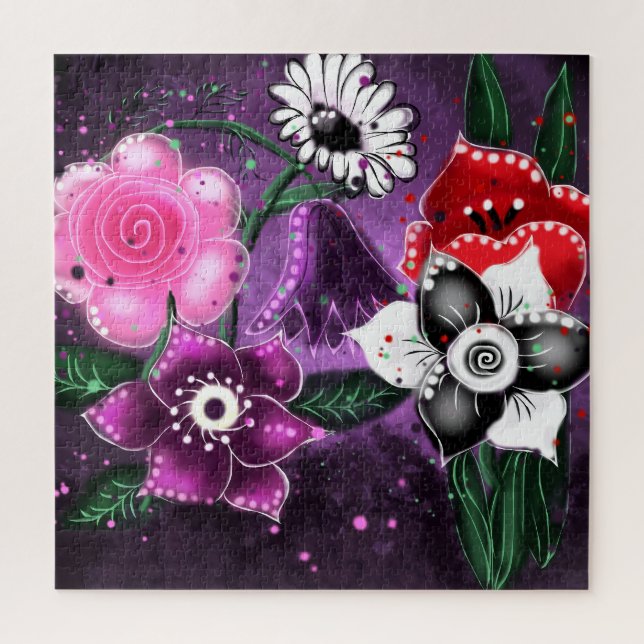 Quebra-cabeça Queijo-preto-rosado-branco-palha-margarida-rosada- (Vertical)