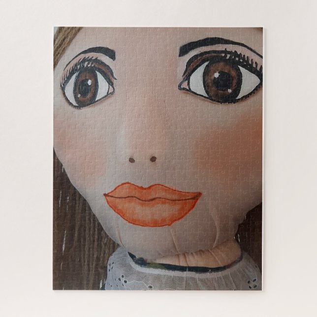 Quebra-cabeça Quiet Gaze — Handcrafted Festival Figure in Flores (Vertical)