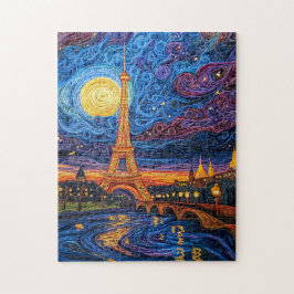 Quebra-cabeça Quilling Moonlit Eiffel Tower em Paris