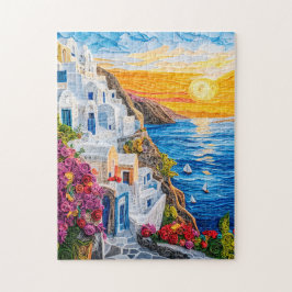 Quebra-cabeça Quilling Sunset em Santorini Oia